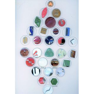 A WHOLE CARD OF DECO STYLE GLASS BUTTONS