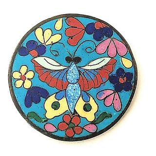 1 DIVISION 1 CHINESE CLOISONNE ENAMEL PICTORIAL BUTTON