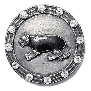A DIVISION THREE ENAMELED FRENCH WHITE ANIMAL BUTTON