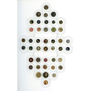 A FULL CARD OF DIVISION ONE "PERFUME" VELVET BACK BUTTONS