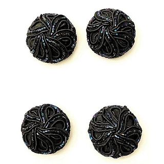 A SMALL SET OF DIVISION ONE BEADED FABRIC BUTTONS