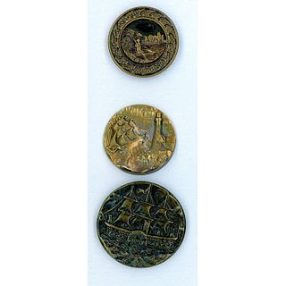 A SMALL CARD OF DIVISION ONE BRASS PICTORIAL BUTTONS