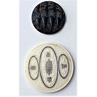 TWO DIVISION ONE GLASS BUTTONS INCLUDING BEAR CLAW