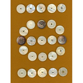 A CARD OF DIVISION ONE CARVED "COLONIAL PEARL" BUTTONS