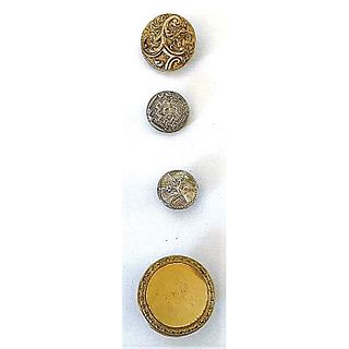 A SMALL CARD OF 18TH CENTURY WOOD BACK BUTTONS