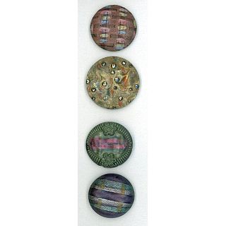 A SMALL CARD OF ASSORTED DIV 1 BLACK GLASS BUTTONS