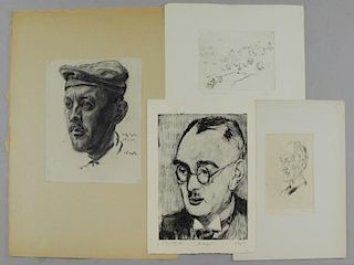 NESCH, Rolf. 4 Works Incl. 1 Charcoal & 3 Etchings
