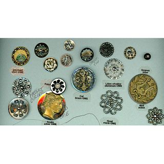 A PARTIAL CARD OF ASSORTED DIVISION ONE STEEL BUTTONS