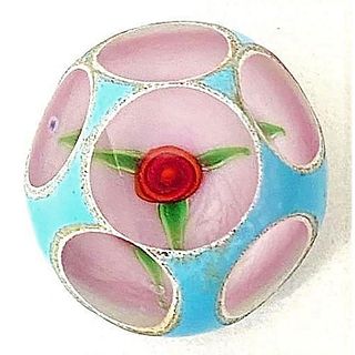 ONE VERY UNUSUAL SIZE ARTIST GLASS PAPERWEIGHT BUTTON