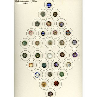 A WHOLE CARD OF DIV 1 KALEIDESCOPE GLASS BUTTONS