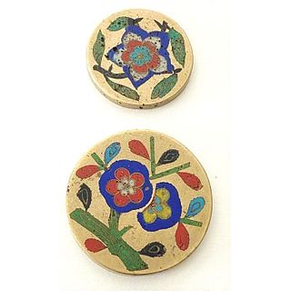 A SMALL CARD OF OLD CHINESE ENAMEL BUTTONS