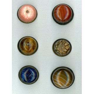 A SMALL CARD OF DIVISION 1 GEMSTONES IN METAL BUTTONS