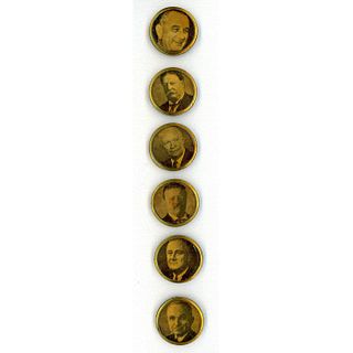 A SMALL CARD OF PHOTO BUTTONS OF VARIOUS PRESIDENTS