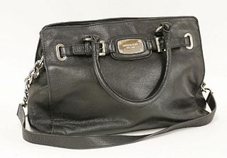 A Michael Kors black leather shopper handbag