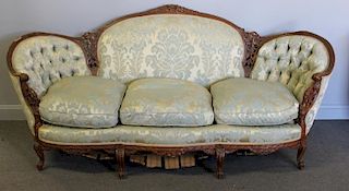 Louis XV Style Finely Carved Hump Back Sofa.