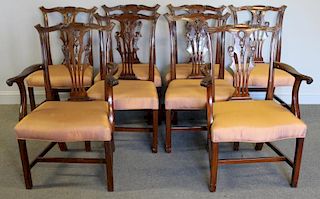 Set of 8 19th Cent Mahogany Chippendale Style