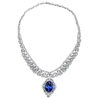 Exceptional Tanzanite & Diamond Necklace - 18K White Gold