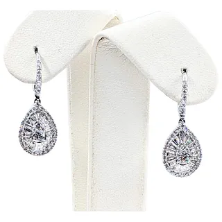 Gleaming Diamond & White Gold Drop Earrings