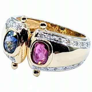 Stylish Ruby, Sapphire & Diamond Fashion Ring