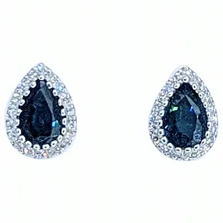Terrific Teardrop Sapphire & Diamond Halo Stud Earrings