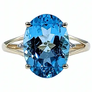 Vivid Sky Blue Topaz & Diamond Cocktail Ring