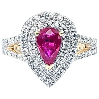 RARE & Exquisite Unheated Natural Ruby & Diamond Ring
