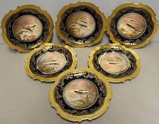 SEVRES. Set of 6 Gilt and Artist Painted
