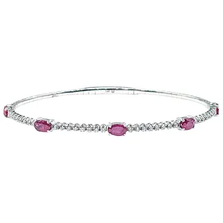 Contemporary Ruby & Diamond Tennis Bracelet with Titanium Core