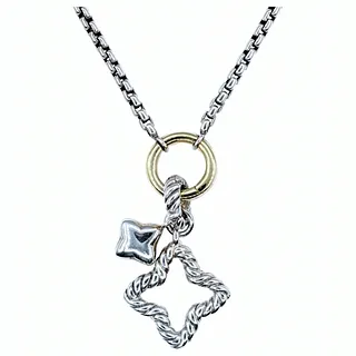 David Yurman Quatrefoil Charm Necklace - Sterling Silver & 18K Gold