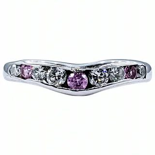 Lovely Diamond & Pink Sapphire Contour Ring