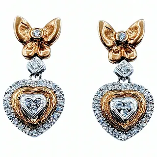 Lovely Sculpted 18K Gold and Diamond Earrings