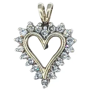 Sweet Diamond & 14K Gold Heart Pendant