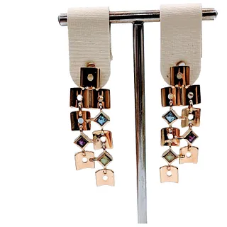 Multi Gemstone Tiled Dangle Earrings 18k