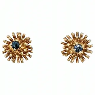 Charming Sapphire & 14K Gold Dandelion Stud Earrings