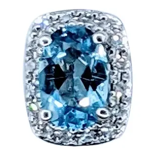 Delicate Blue Topaz & Diamond Pendant