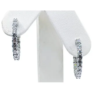 Diamond & 14K White Gold "Inside/Outside" Hoop Earrings - Large