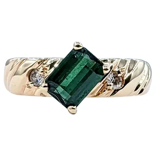 Striking Green Tourmaline & Diamond Ring