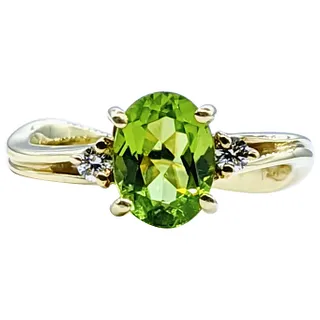 Classic Apple Green Peridot & Diamond Ring