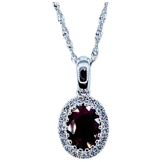 Sparkling Ruby and White Diamond Pendant Necklace