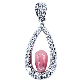 Elegant Diamond & Conch Pearl Pendant