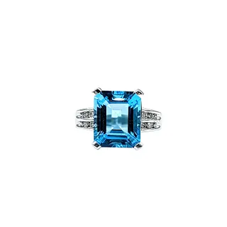 Vibrant Blue Topaz & Diamond Cocktail Ring