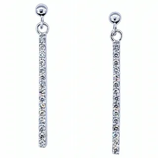 Contemporary Diamond Bar Drop Earrings - 18K White Gold