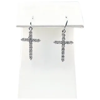 Brilliant Diamond & White Gold Cross Earrings