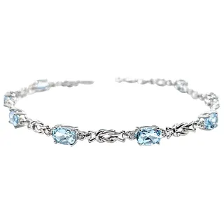 Delicate Aquamarine & Diamond Link Bracelet