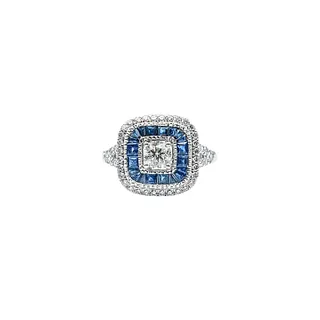 Stylish Diamond & Sapphire Cocktail Ring