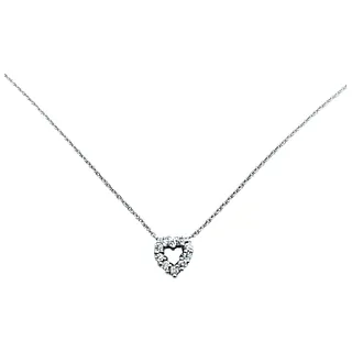 Roberto Coin Delicate Diamond Heart Necklace - 18K White Gold