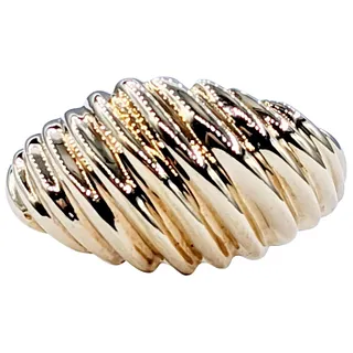 Fluted Solid Gold Dome Ring