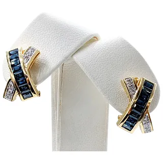 LeVian Diamond, Sapphire & 18K Gold "X" Earrings