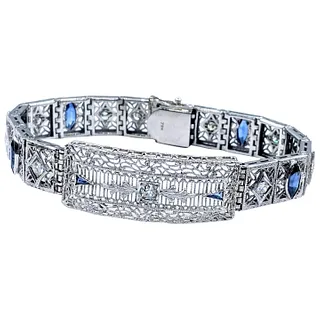 Exquisite Art Deco Diamond & Synthetic Sapphire  Bracelet