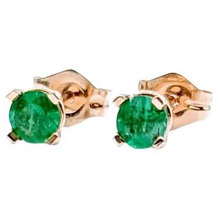 Natural 3.5mm Round Emerald Stud Earrings